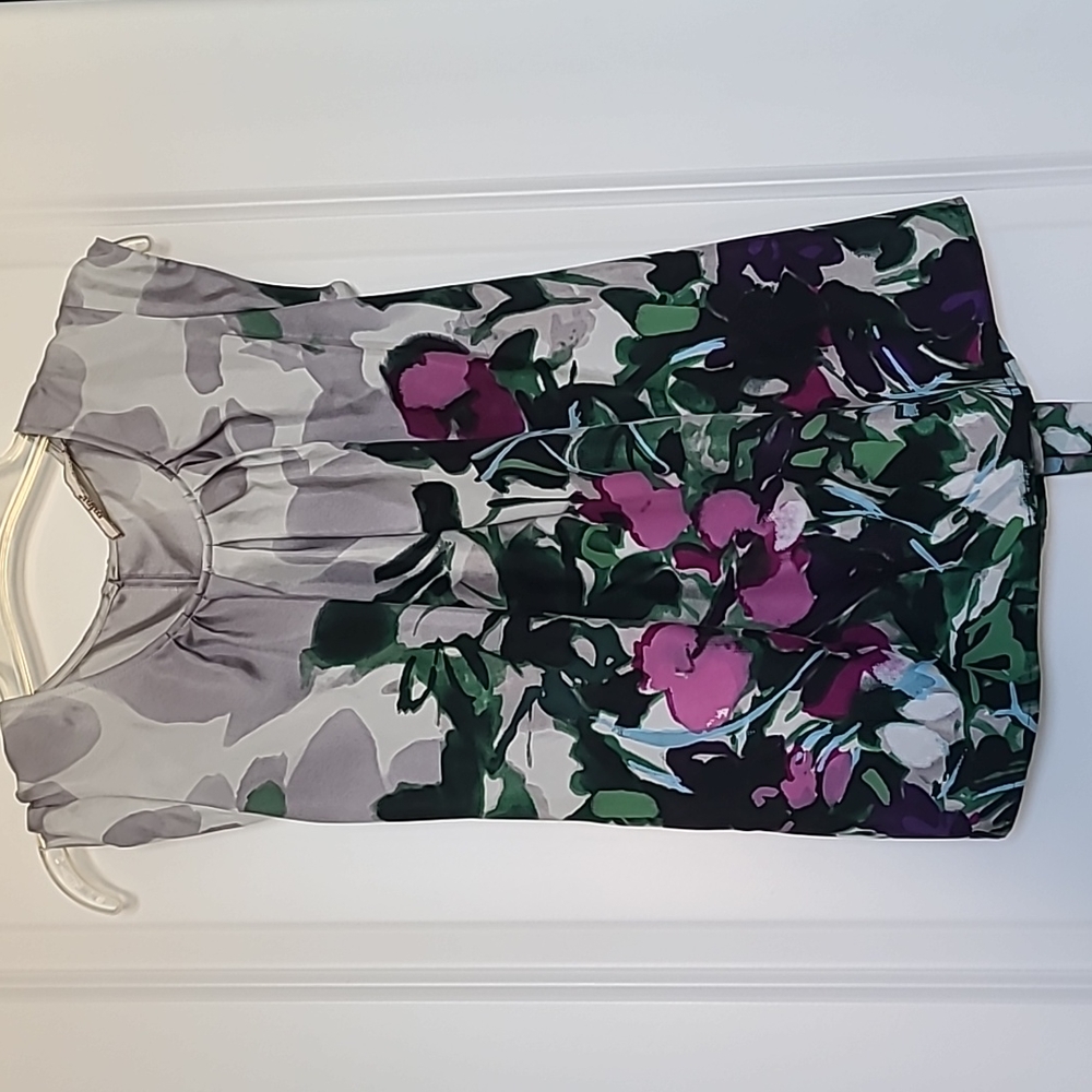 Silk watercolor sleeveless blouse.